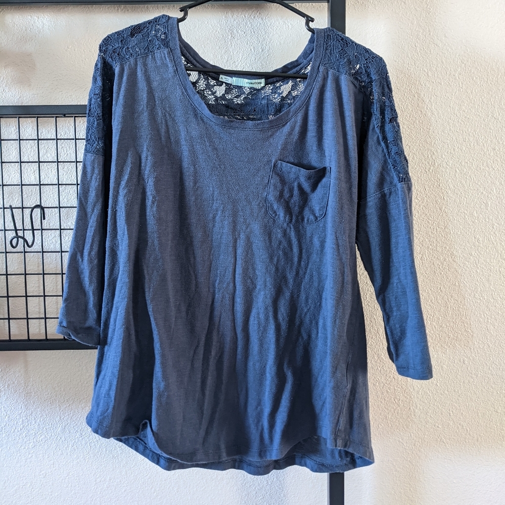 Maurice 3/4 Sleeve Blue Shirt XL